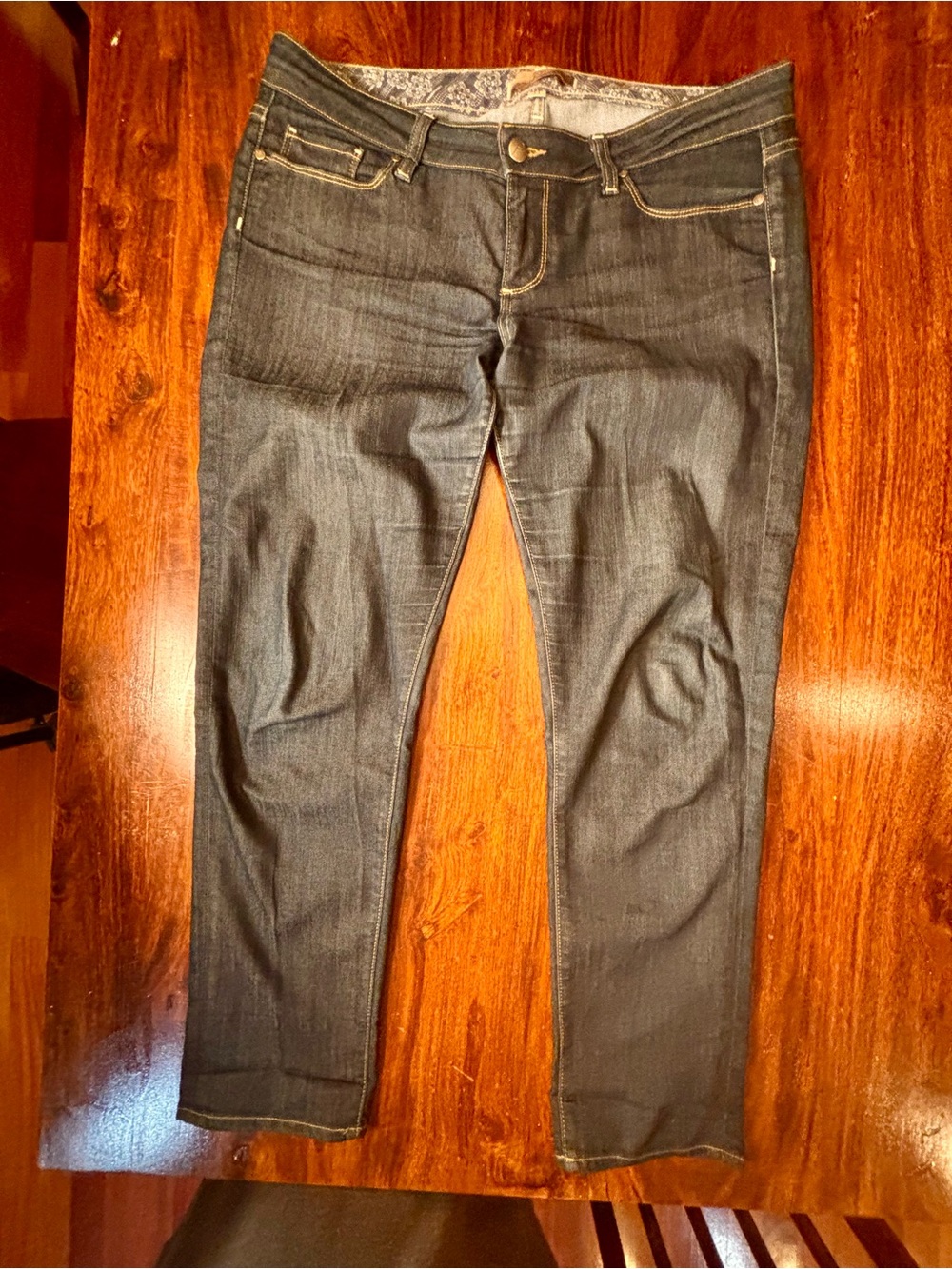 Paige Womens Dark Wash Blue Bootcut Jeans Slim Fit Stretch Pockets RN27002